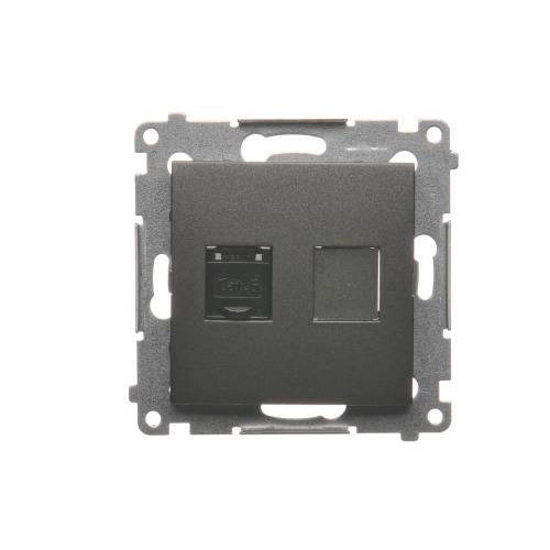 Simon 54-module antraciet datacontactdoos 1x UAE 8 CAT.6 UTP met stofkap plat-0