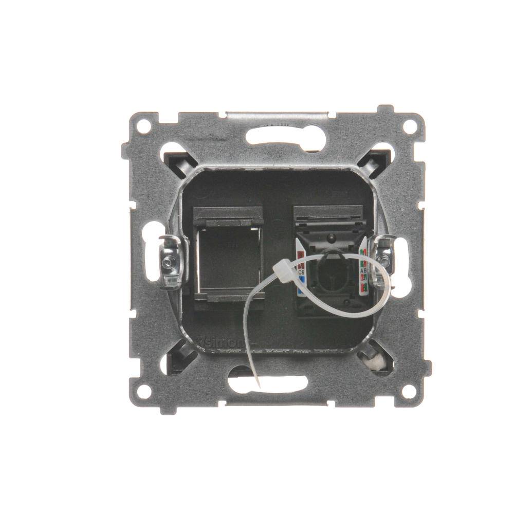 Simon 54-module antraciet datacontactdoos 1x UAE 8 CAT.6 UTP met stofkap plat-1