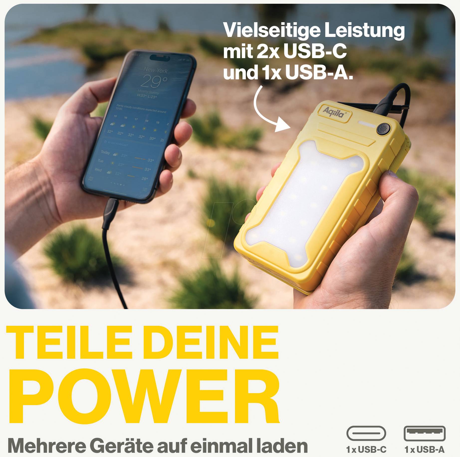 Aqiila Powerbird BS10 Zonne-Powerbank 10000 mAh (406026)-3