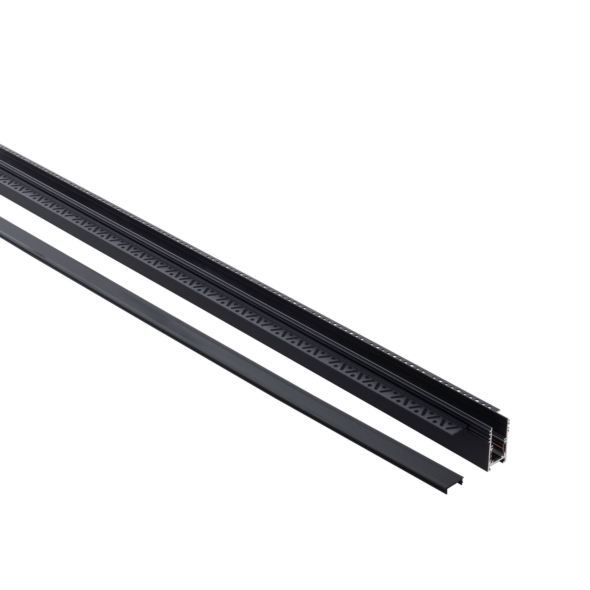 LVM inbouwrail zwart systeemfitting magnetische rail vlak gemonteerd 2m AL-4