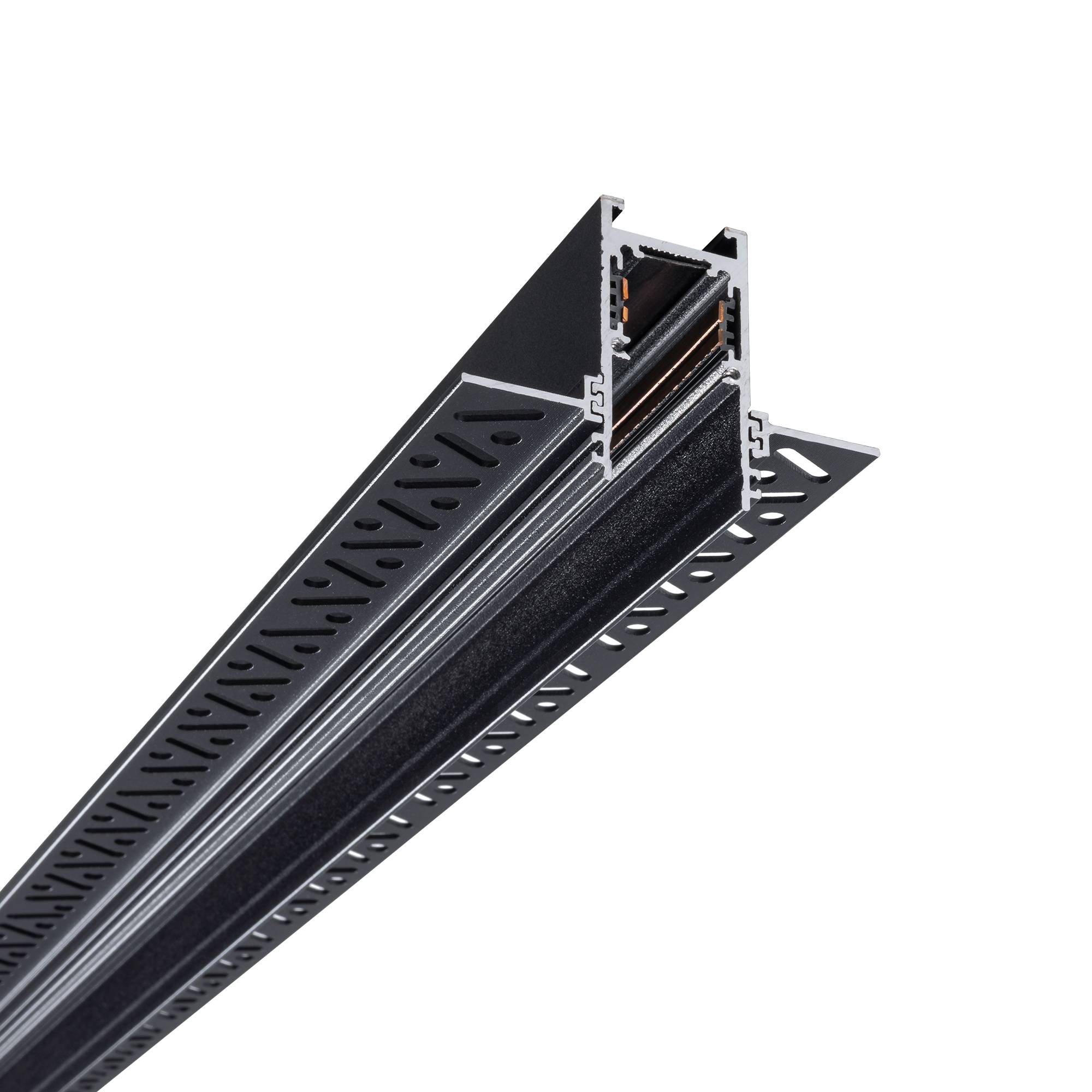 LVM inbouwrail zwart systeemfitting magnetische rail vlak gemonteerd 2m AL-0