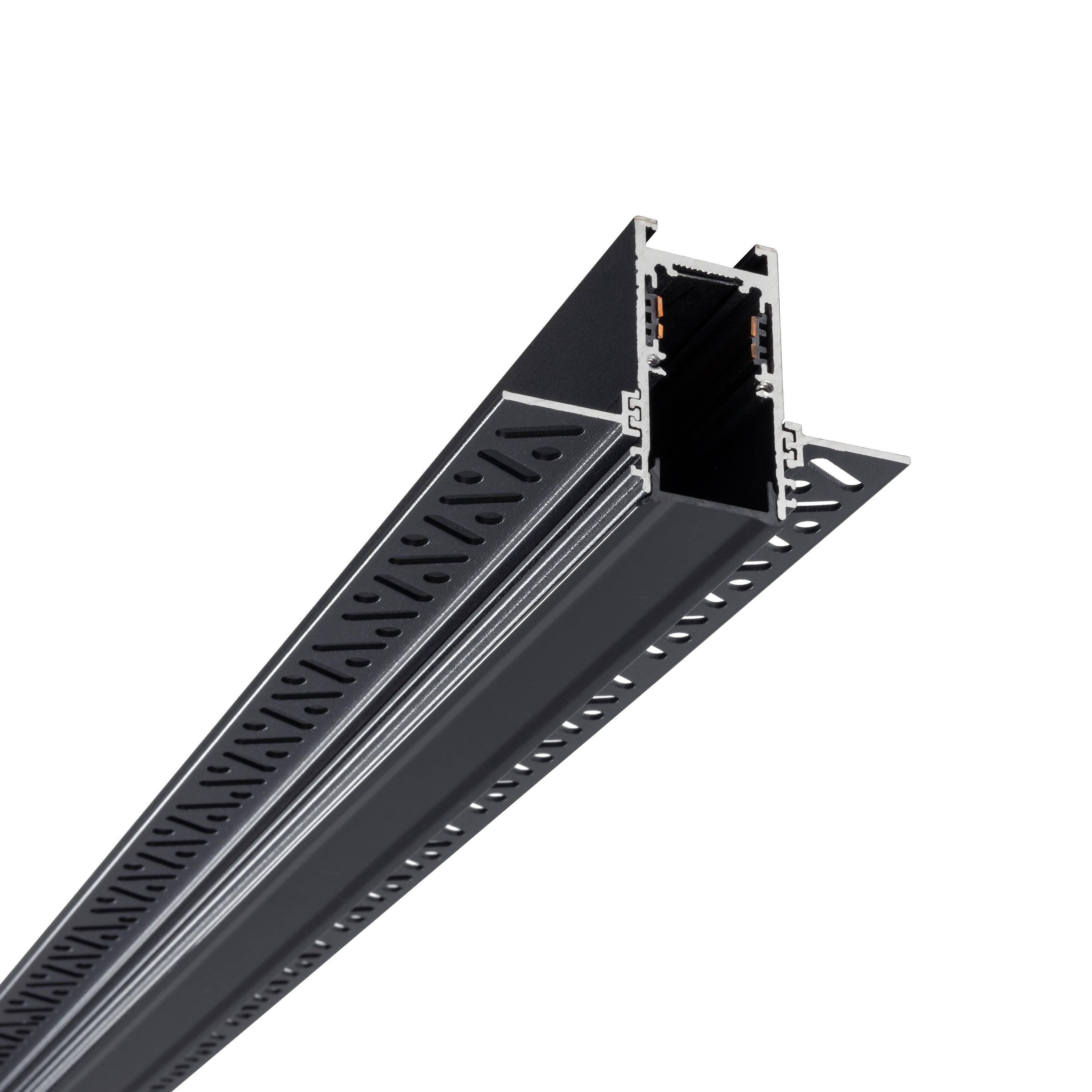 LVM inbouwrail zwart systeemfitting magnetische rail vlak gemonteerd 2m AL-1
