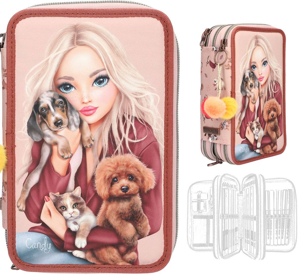Depesche - topmodel 3-vaks etui - fur ever friends 40100707083684010070708368-0