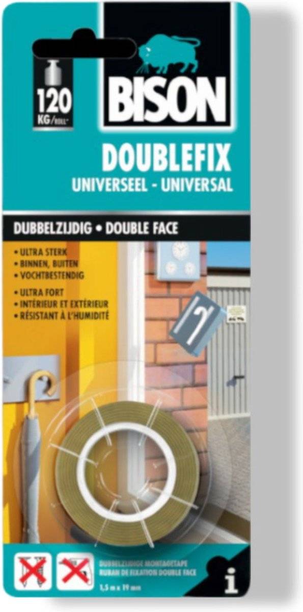 Bison doublefix rol universeel 19 mm x 1,5 m 87104392537498710439253749-0