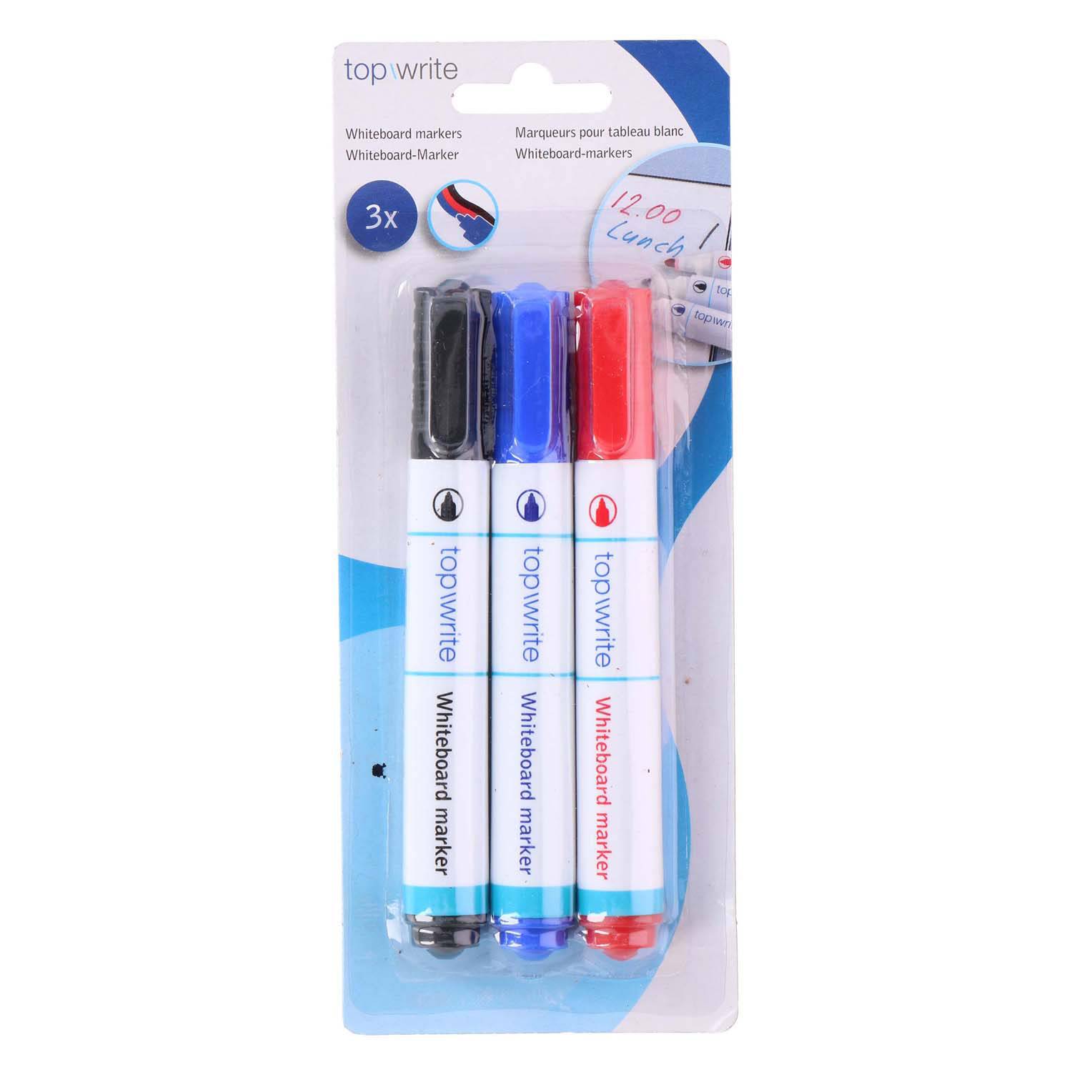 Topwrite whiteboardstift rood, blauw, zwart - 3st. 87112524525628711252452562-1
