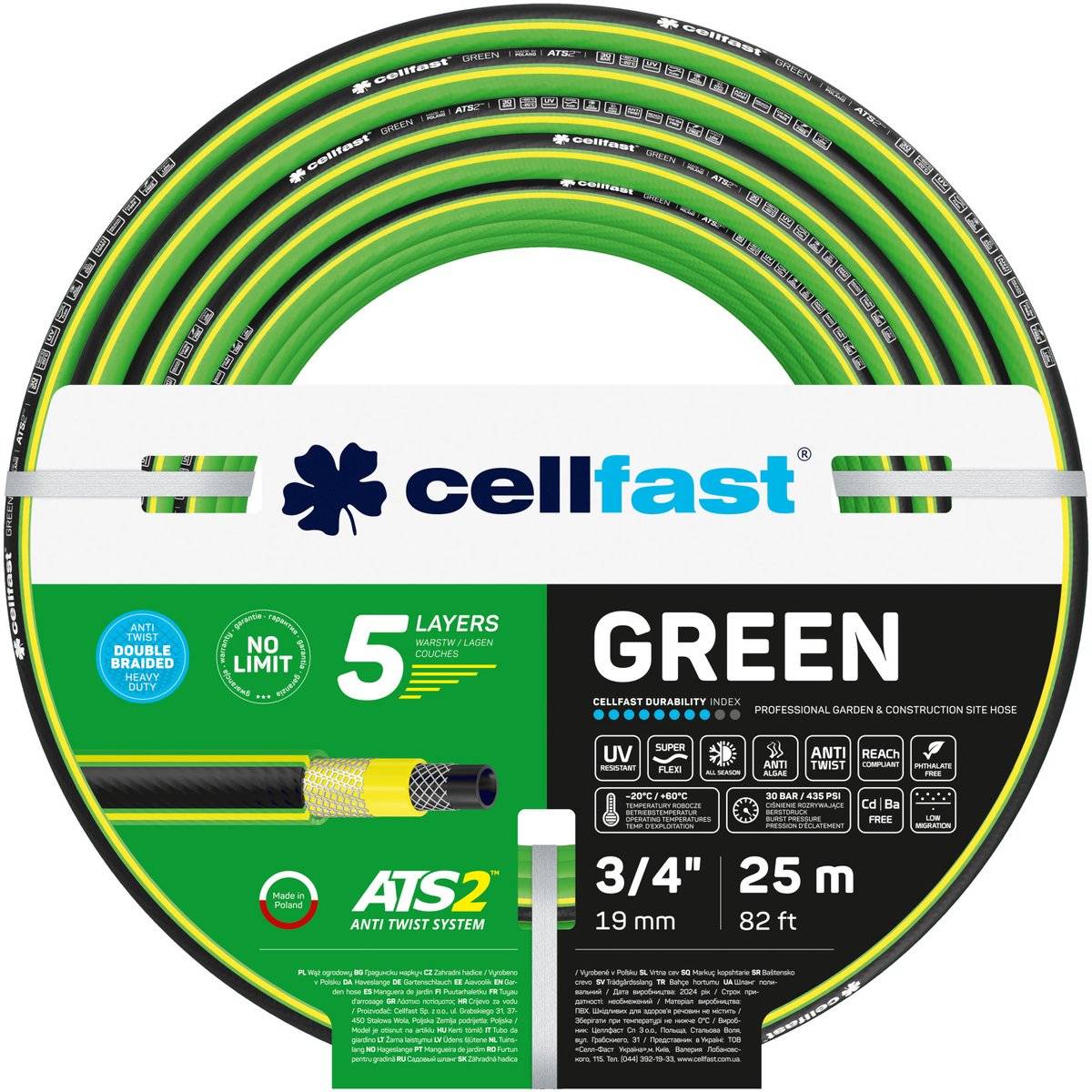 Cellfast tuinslang green ats2 - 25m - 5-laags - 3 4'' - 59018288524805901828852480-0