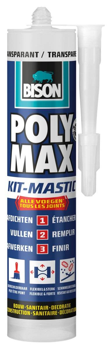 Bison afdichtingskit poly max transparant 280ml 87104393063848710439306384-0