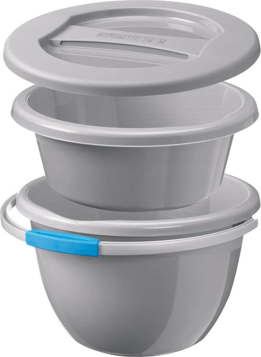 Sunware water-line emmer - schoonmaak set groot - 9l 14l - grijs 87111121670258711112167025-0