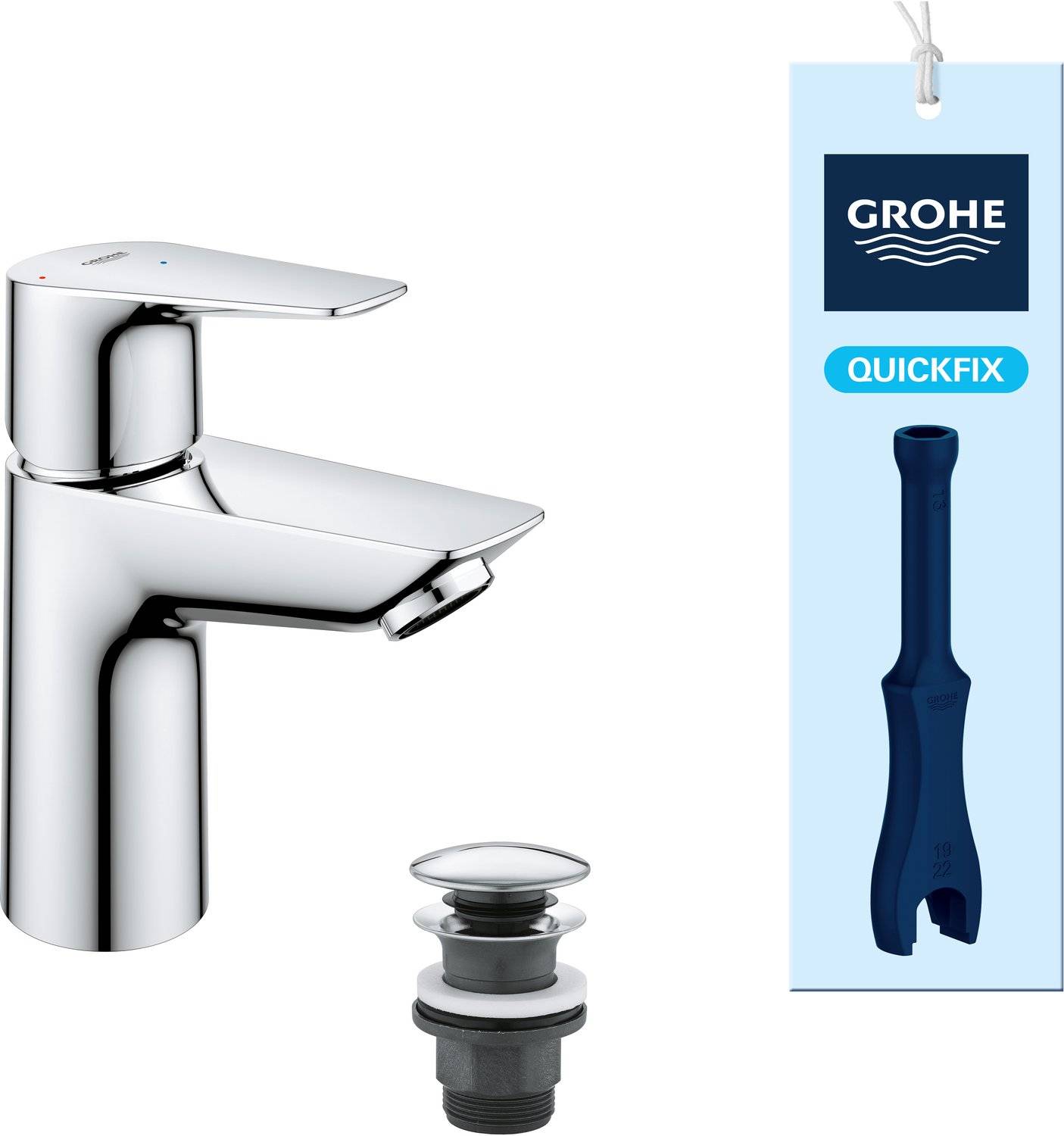 Grohe start edge wastafelkraan - s-size - push-open waste - chroom 40051765550464005176555046-0