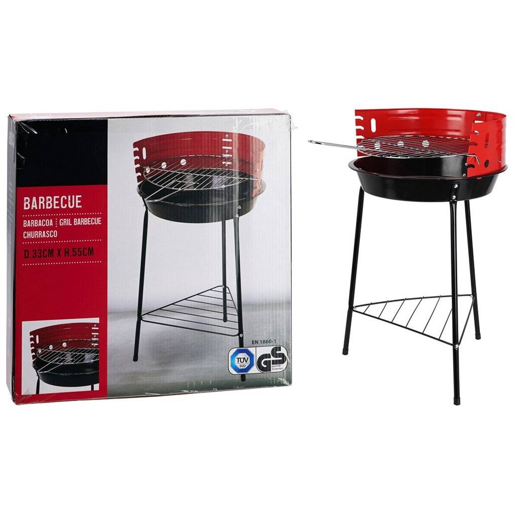 BBQ Barbecue 33x32x55 cm Zwart/Rood-2
