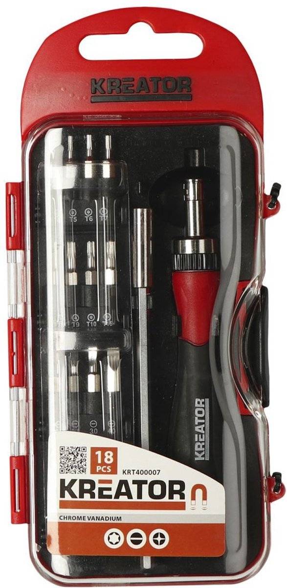 Kreator - hand tools - krt400007 - ratelschroevendraaier set - 18 st. 54003380581035400338058103-0
