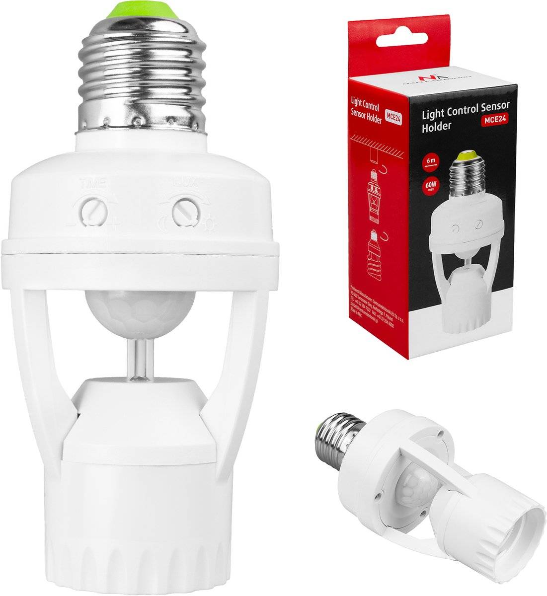 Maclean mce24 - lampfitting met bewegings- en schemersensor - 360° 59032928023295903292802329-0