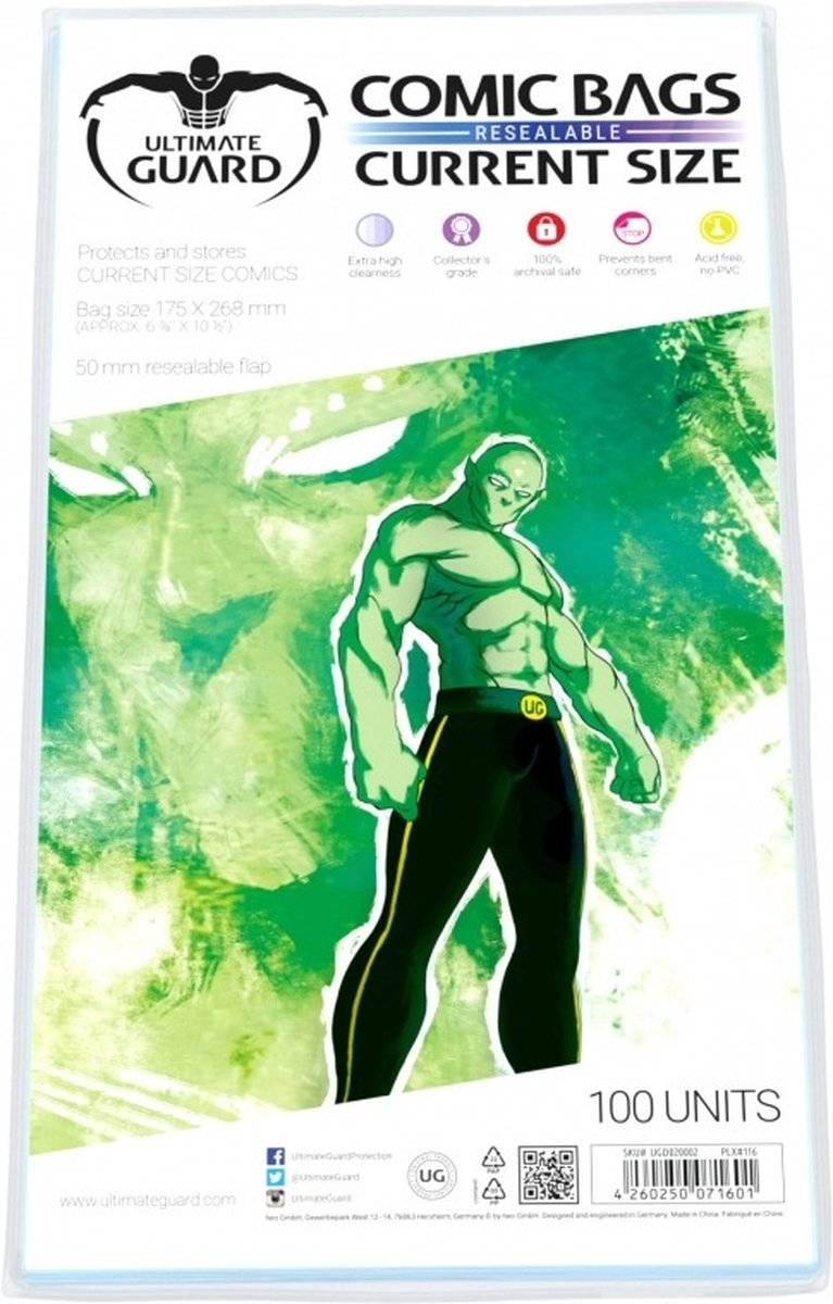 Ultimate guard comic bags resealable (100) - current size 42602500716014260250071601-0