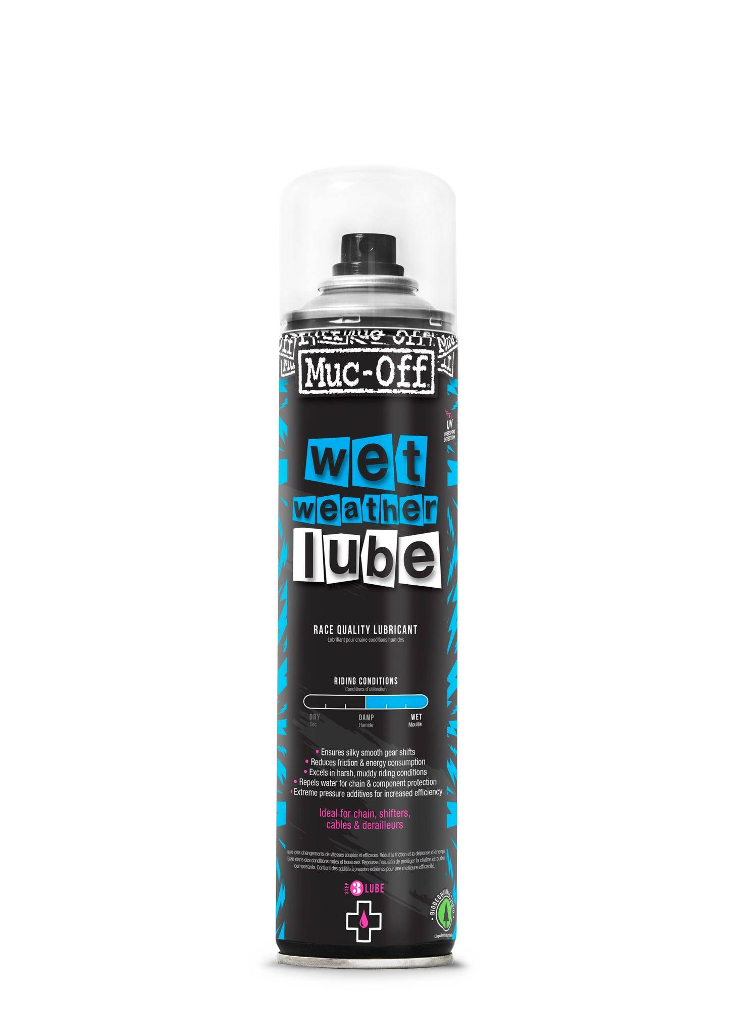 Muc-off wet lube spuitbus 400 ml 50378352068385037835206838-1