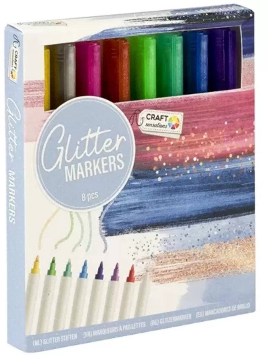 Craft sensations glitter markers - 8st. 87202571004608720257100460-0