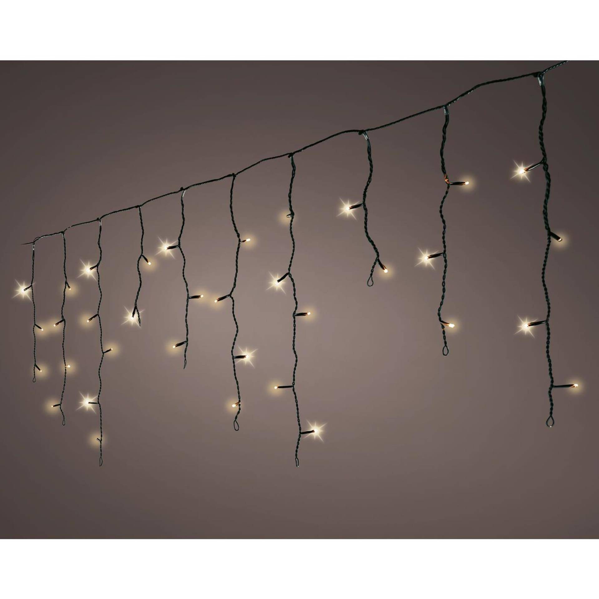 Lumineo LED Icicle Twinkel 259 LEDs 11 m Zwart Soft Gold Licht-1