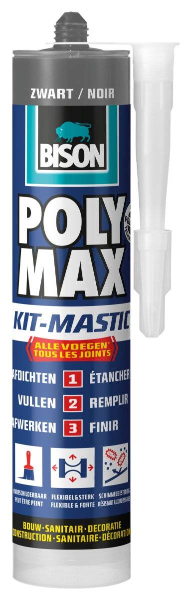 Bison afdichtingskit poly max zwart 280ml 87104393061798710439306179-0