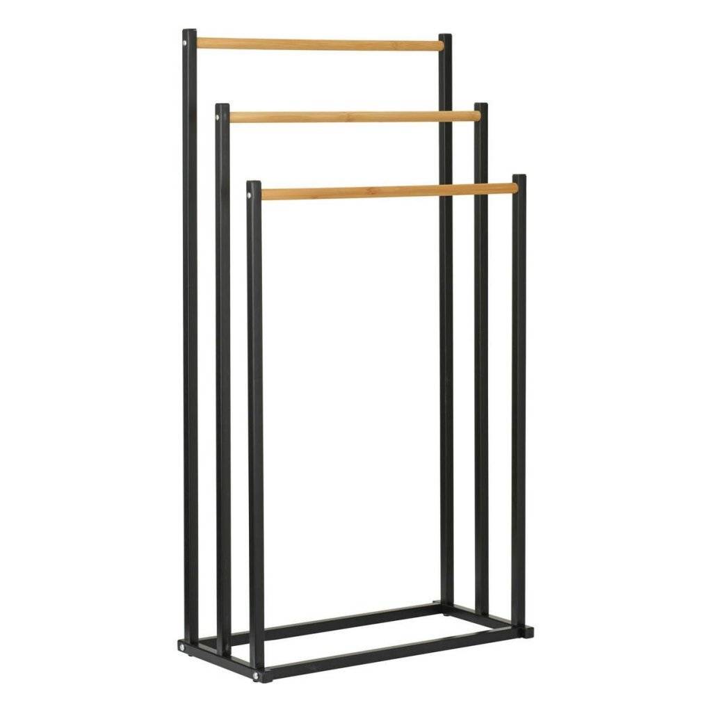 Bathroom Solutions Handdoekrek 45x23x85 cm Metaal/Bamboe/Zwart-0