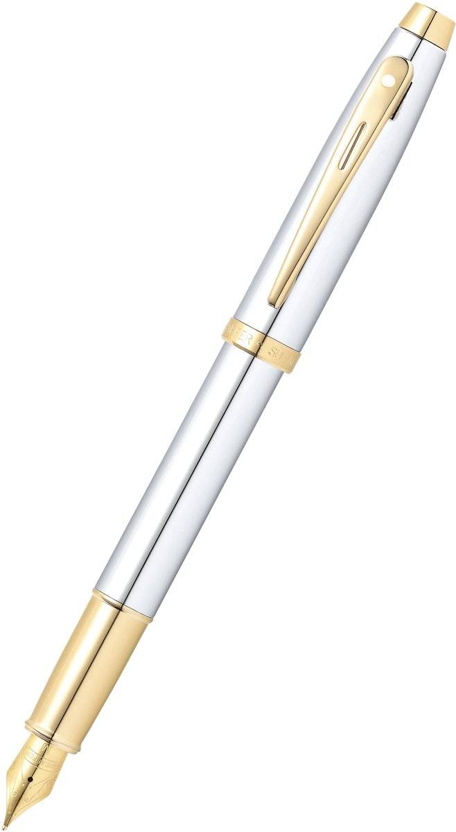 Sheaffer vulpen - 100 e9340 - f - bright chrome gold tone 00740400024160074040002416-0