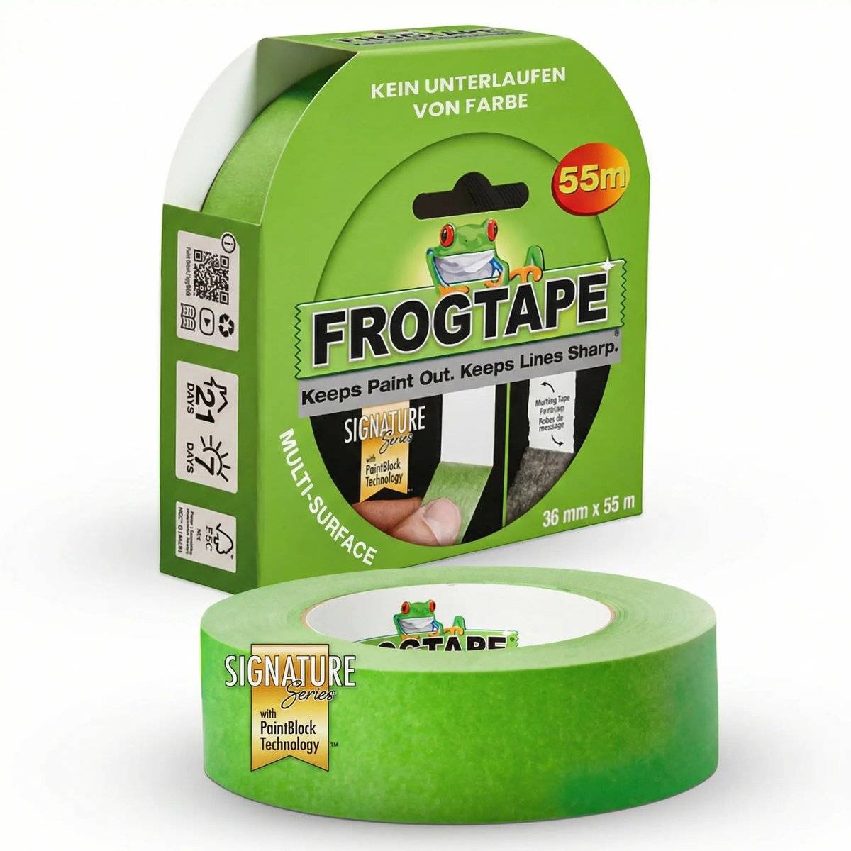 Frogtape afplaktape multi surface groen 36 mm x 55 m 40537190018334053719001833-0