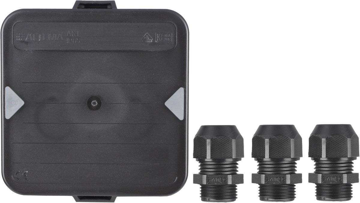 Attema kabeldoos m20 - zwart - 3 wartels - ip65 87122596084198712259608419-0