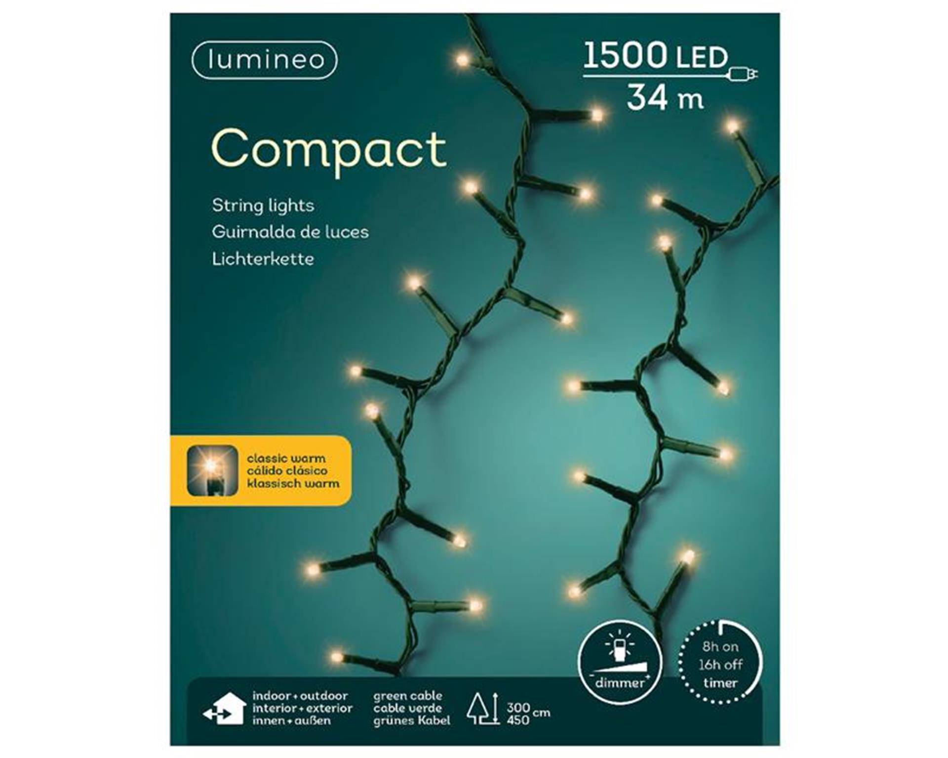 Lumineo led compact lights steady 1500l 34m met 8 uur timer 87185339611198718533961119-0