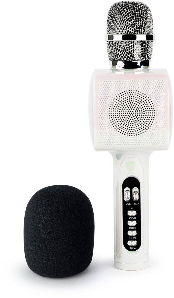 Bigben party karaokemicrofoon voor kinderen - met led + bluetooth - wit 34995503904763499550390476-0