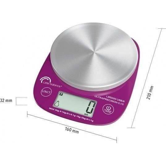 LITTLE BALANCE Keukenweegschaal LB 5000 Pro - 5 kg Capaciteit - Ultra-precies - USB-3