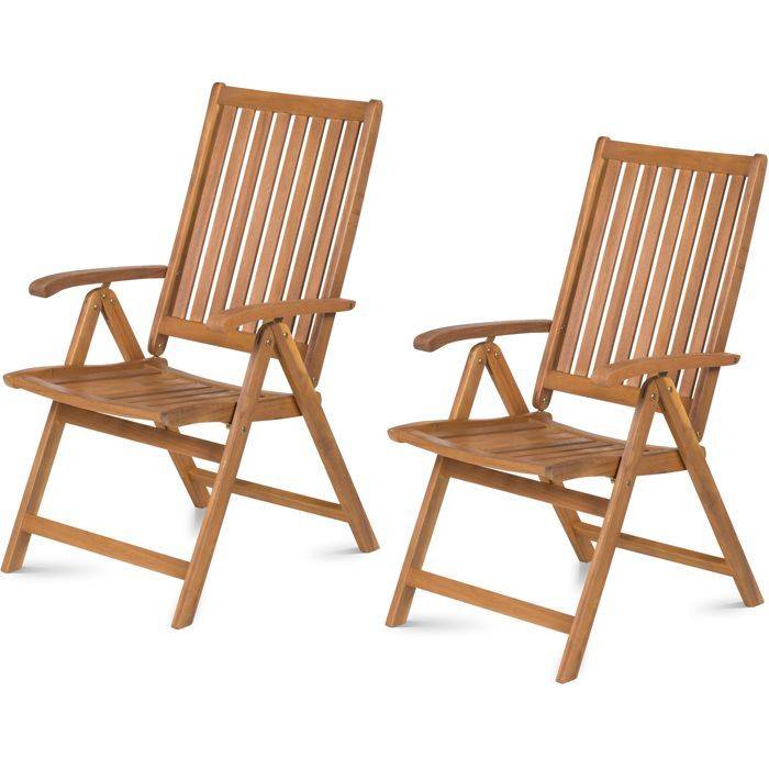 Fieldmann Verstelbare Stoelen - FDZN 4001-T - Tropisch Acaciahout - Rugleuning met 5 Posities-0