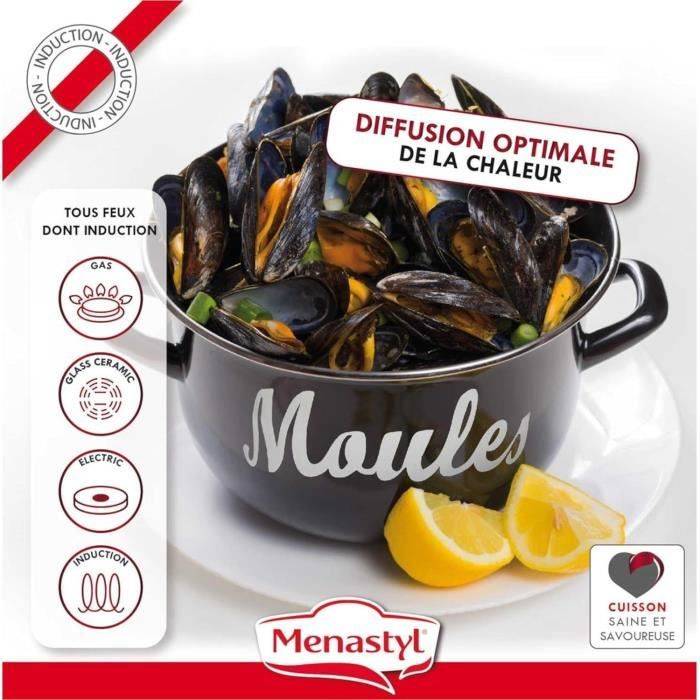 MENASTYL Mosselpan - Geëmailleerd Staal - Zwart - 24 cm - 3645564-2