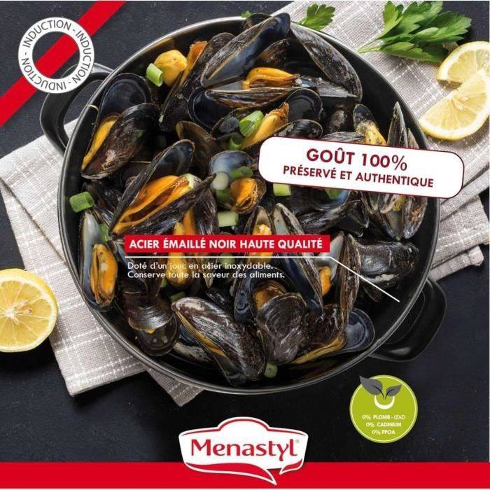 MENASTYL Mosselpan - Geëmailleerd Staal - Zwart - 24 cm - 3645564-4