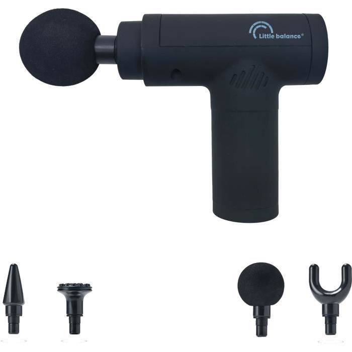LITTLE BALANCE Massagepistool - Sport Relax - 6 Snelheden - 4 Koppen - Zwart-0