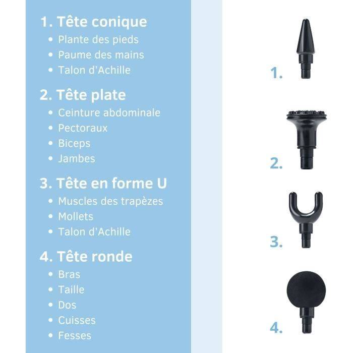 LITTLE BALANCE Massagepistool - Sport Relax - 6 Snelheden - 4 Koppen - Zwart-4