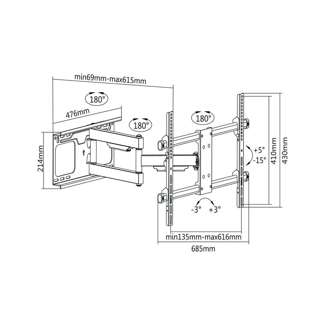 Wandbeugel 37-70 inch Zwart LPA49-463D Verstelbaar-0