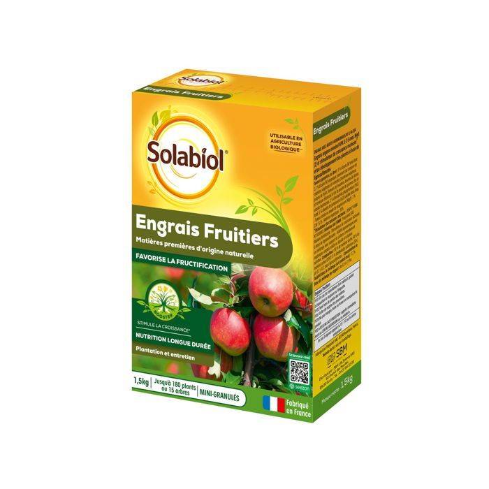 SOLABIOL Mest voor Fruitbomen - 1,5 kg - Groei Stimulator SOFRUY15-0