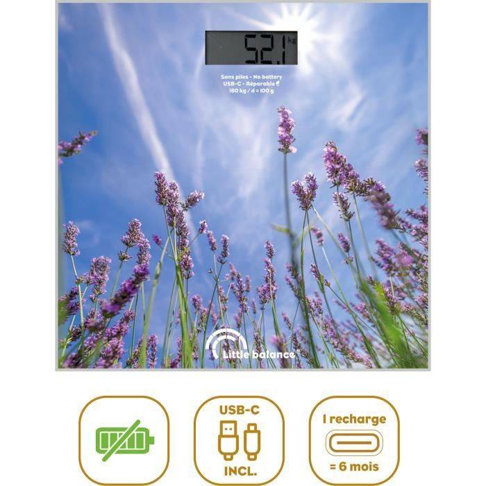 Badkamerweegschaal - LITTLE BALANCE - USB-C - Lavendel-0