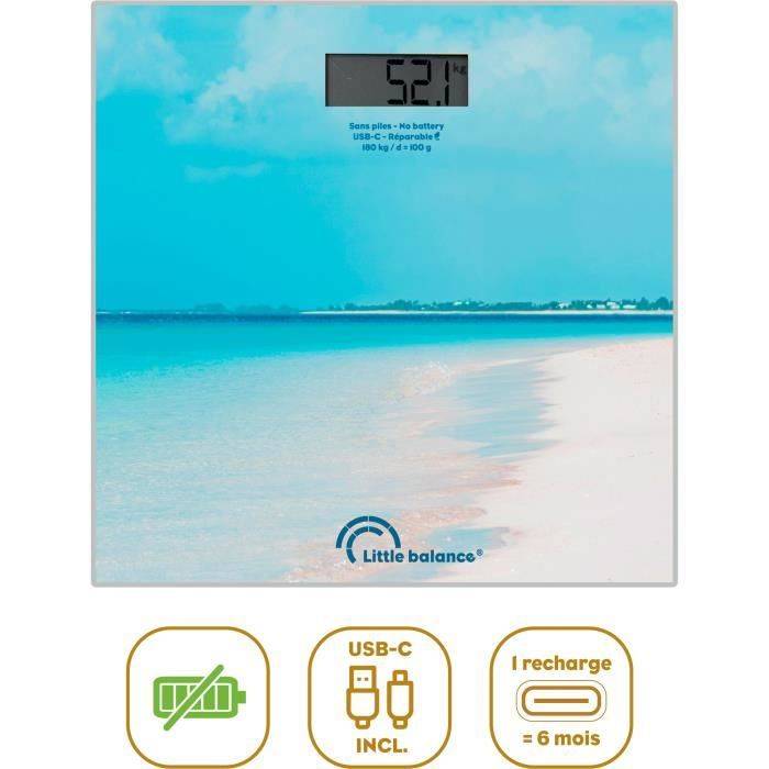LITTLE BALANCE Weegschaal - USB-C - Caribbean - 180 kg/ 100 g - 28 x 28 cm-0