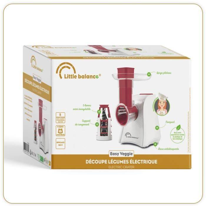 LITTLE BALANCE Easy Veggie Groentesnijder - 150 W - 5 Cones - Wit/Rood-3