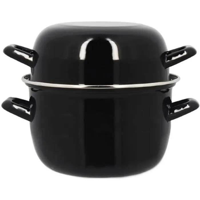 MENASTYL Mosselpan - Geëmailleerd Staal - Zwart - 18 cm - 2,7 Liter - 3645567-0