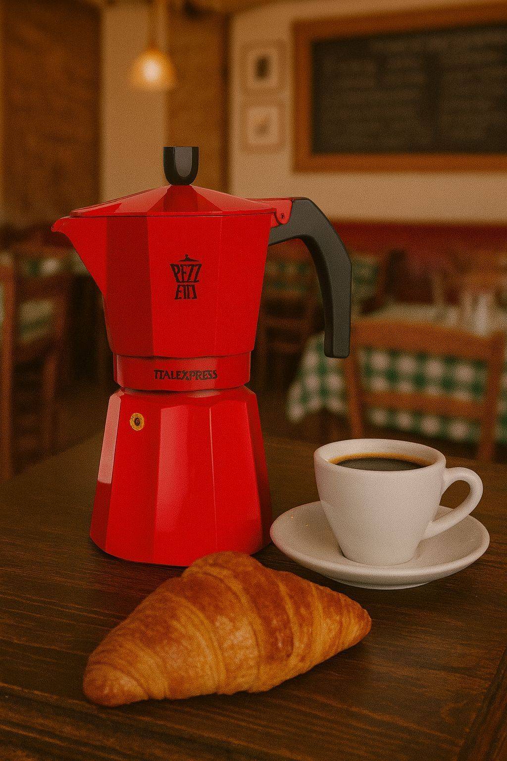 PEZZETTI Italiaanse Koffiemaker - ITALEXPRESS - Aluminium - 6 Kopjes - Rood-0