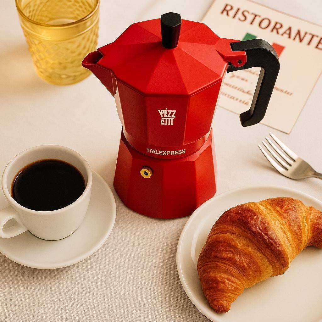 PEZZETTI Italiaanse Koffiemaker - ITALEXPRESS - Aluminium - 6 Kopjes - Rood-2