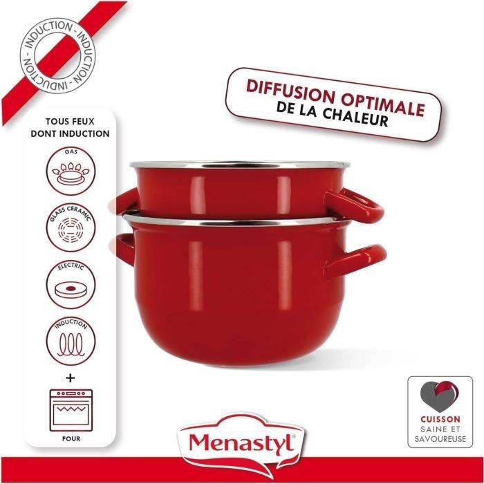 MENASTYL Mosselpan - Geëmailleerd Staal - Zwart - 18 cm - 2,7 Liter - 3645562-1