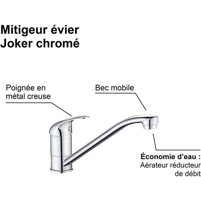EDOUARD ROUSSEAU Keukenkraan - Joker - Chroom - Verminderde Doorstroming - Draai-uitloop-4