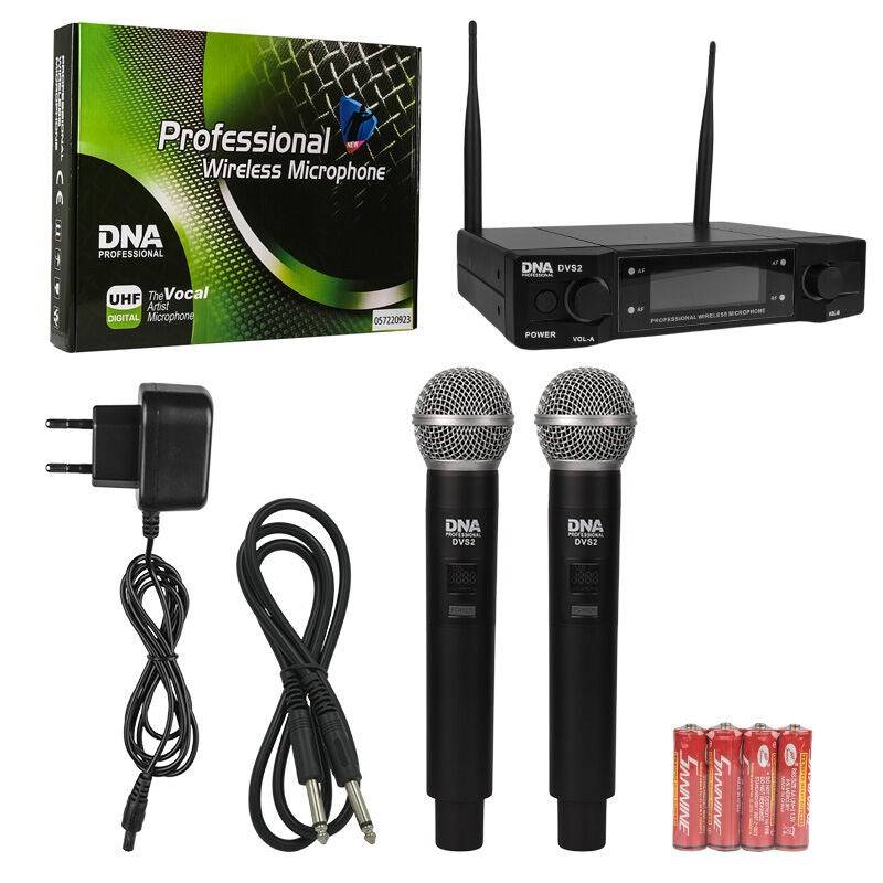 DVS2 Draadloos Microfoonsysteem 2x Handheldzender + Basis UHF 560-590 MHz-4