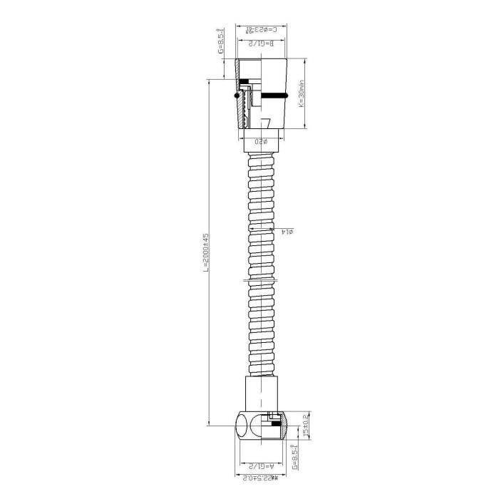 ROUSSEAU Douche Slang - 2,0 m - RVS Chroom - NF Dubbele Stiksel-1