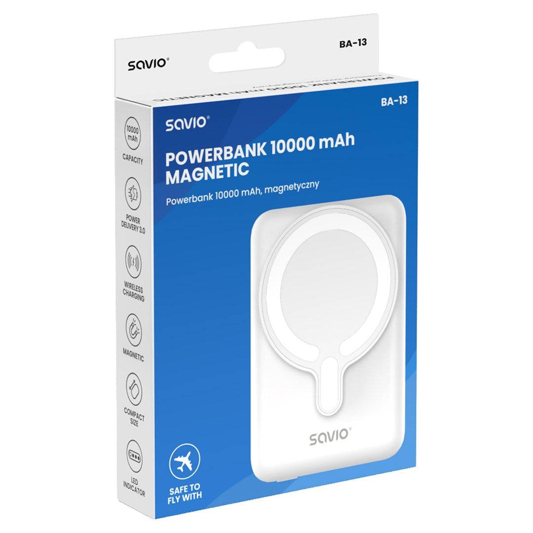 SAVIO Draadloze Powerbank 10000mAh met LED-indicatoren - BA-13-3