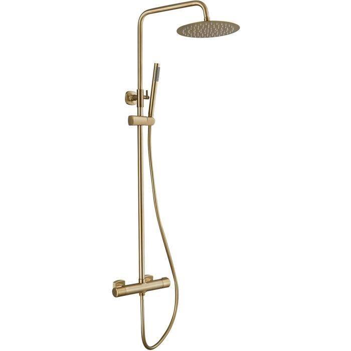 EDOUARD ROUSSEAU Douchestang met Thermostatische Mengkraan - DODDY - Geborsteld Messing-0