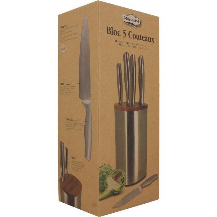 MENASTYL Messenset met Blok - 5-delig - RVS - Hout - 5041070 5-piece-1