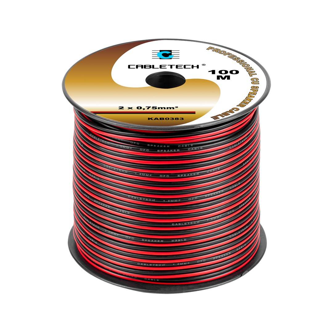 CABLETECH Luidsprekerkabel 0,75 mm Zwart-Rood KAB0383-0