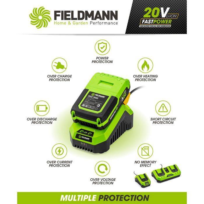 FIELDMANN Oplader voor 20V Accu - Laadt 2Ah in 60 Min-1